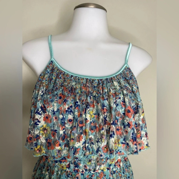 Love Reign Blue Floral Elastic Waist High Low Dress Women's Size Small - Picture 3 of 10